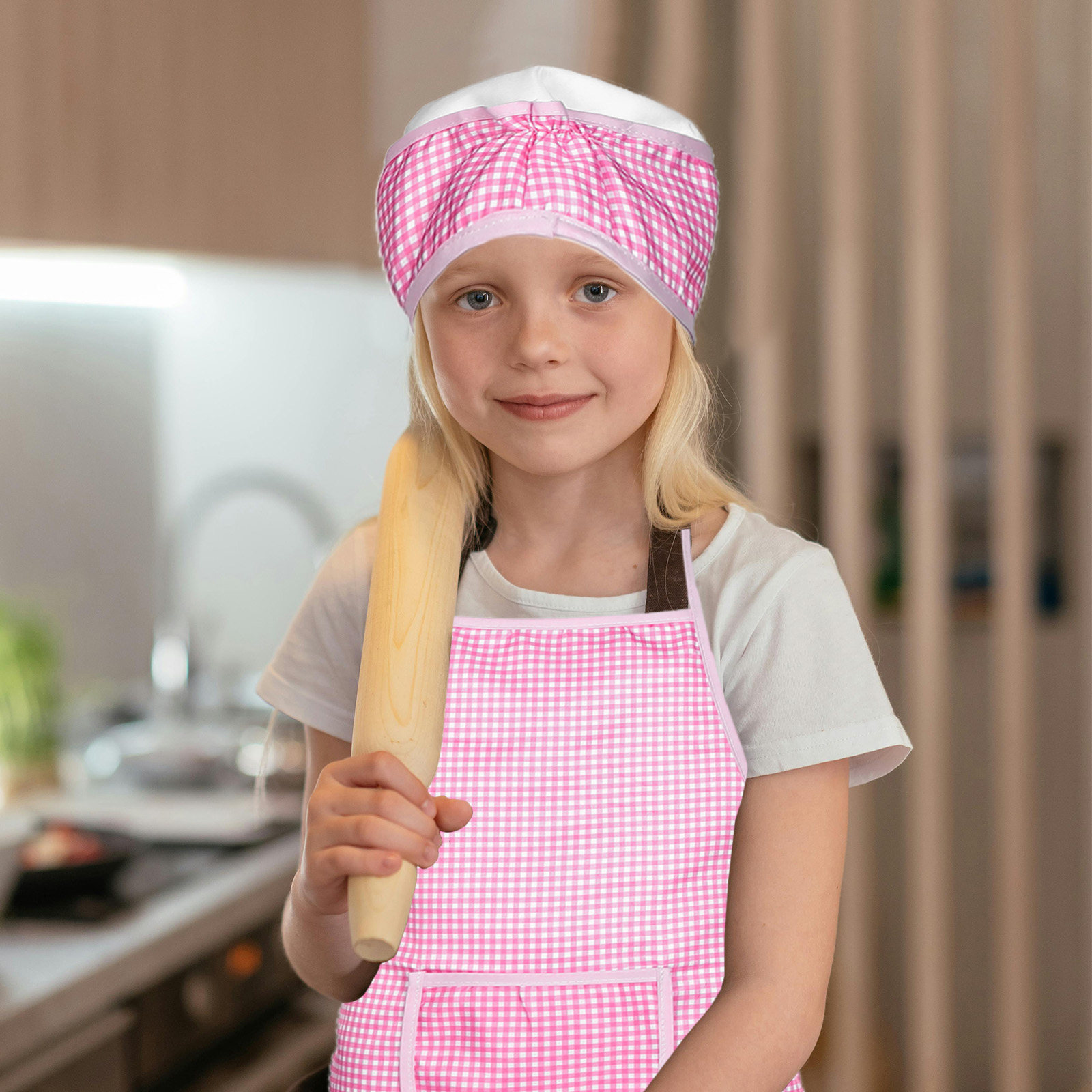 Kitchen Kids Baking Set - 어린이 앞치마와 셰프 모자 세트, 부드러운