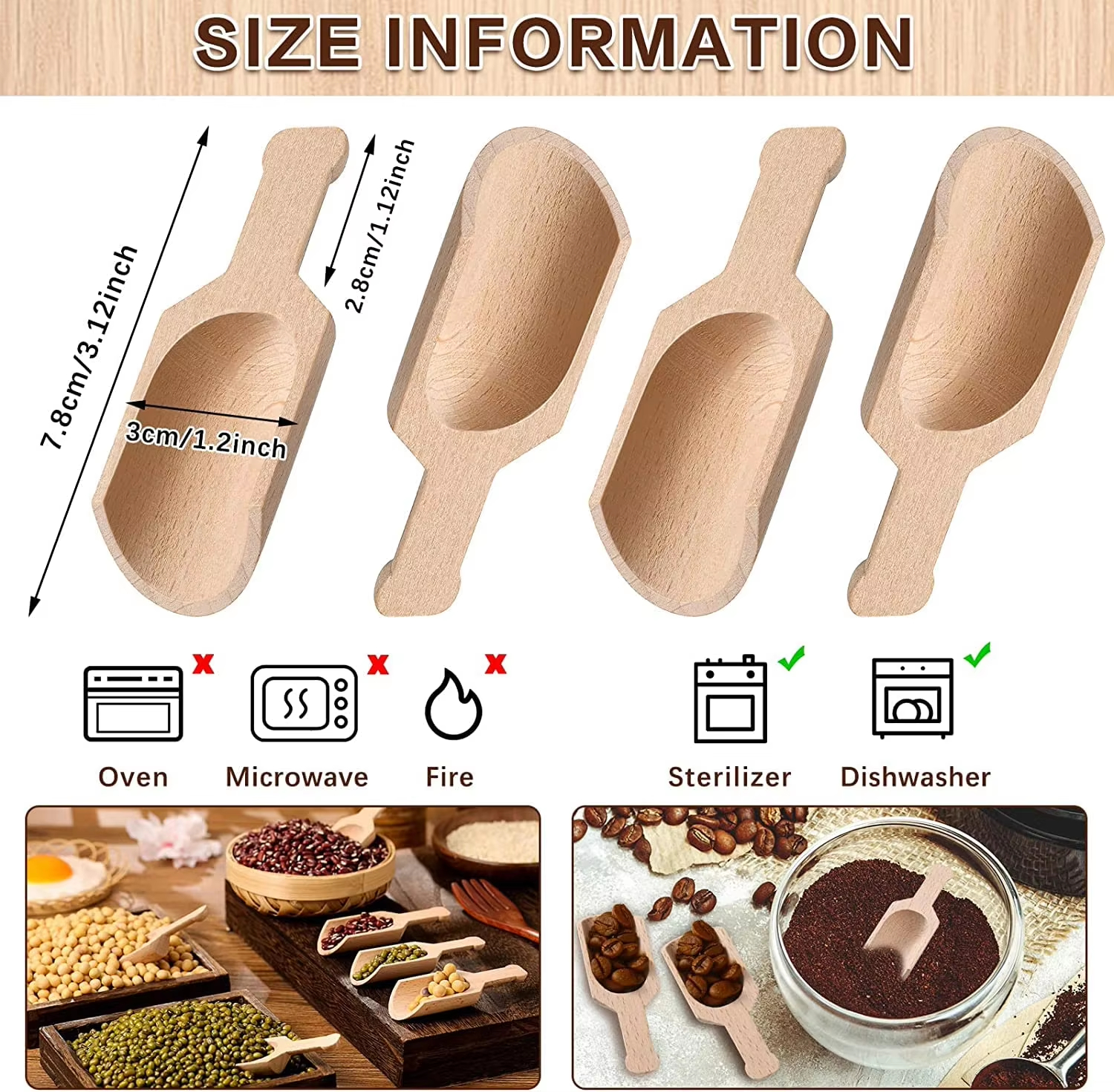 Kitchen Baking Appliances - 나무 미니 티스푼 밀가루 스푼 및