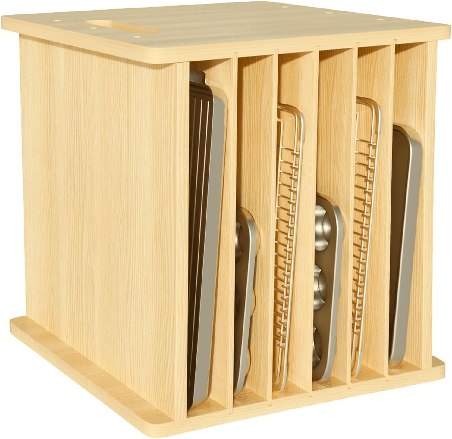 Kitchen Cabinet Baking Sheet Organizer - 나무 베이킹 트레이 디바이더 정리함, 수직