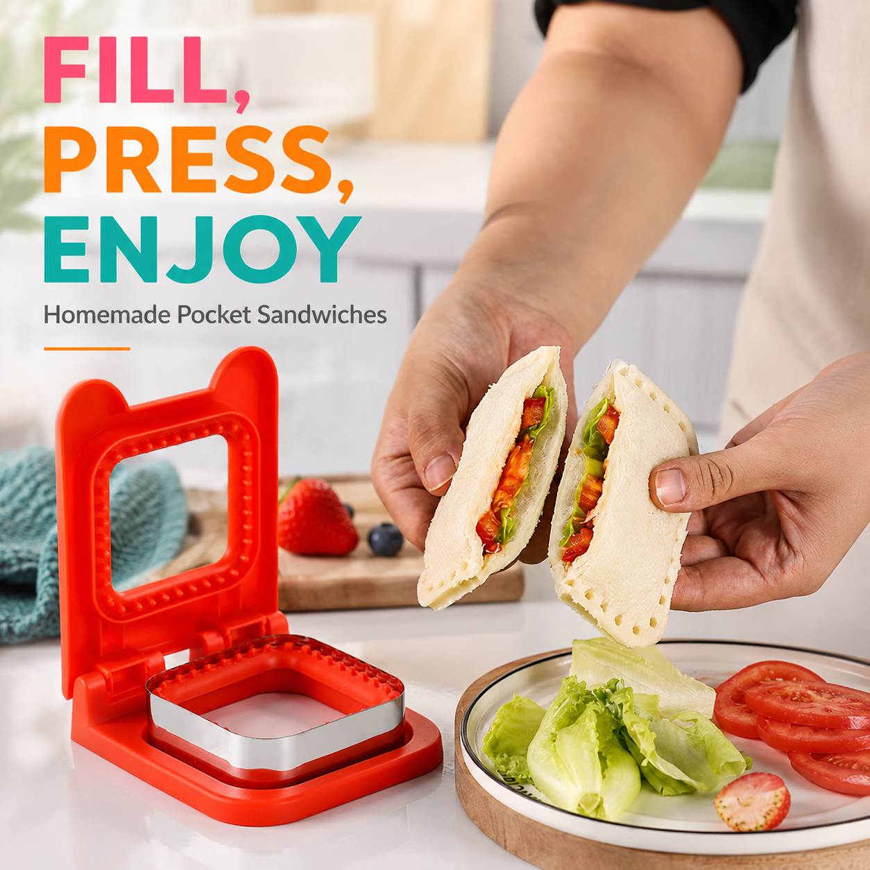 Baking Kitchen Diy - 포켓 샌드위치 메이커 스테인리스 스틸 빵