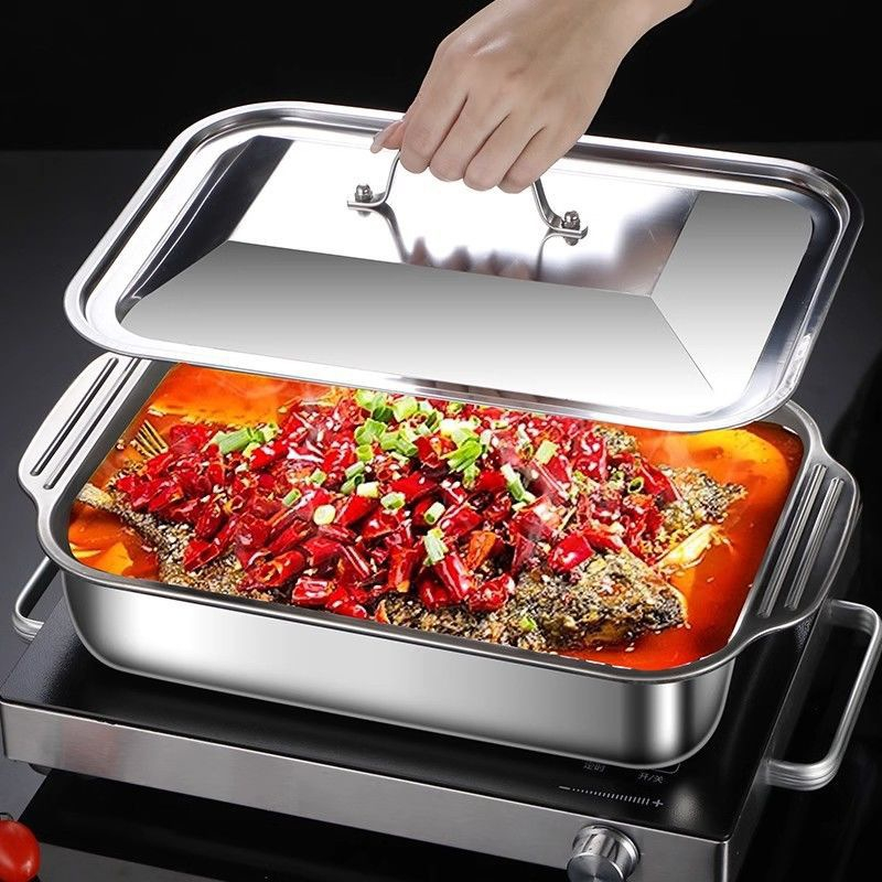Kitchen Oven Baking Pans - 스테인리스 스틸 깊은 베이킹 팬(뚜껑 포함)