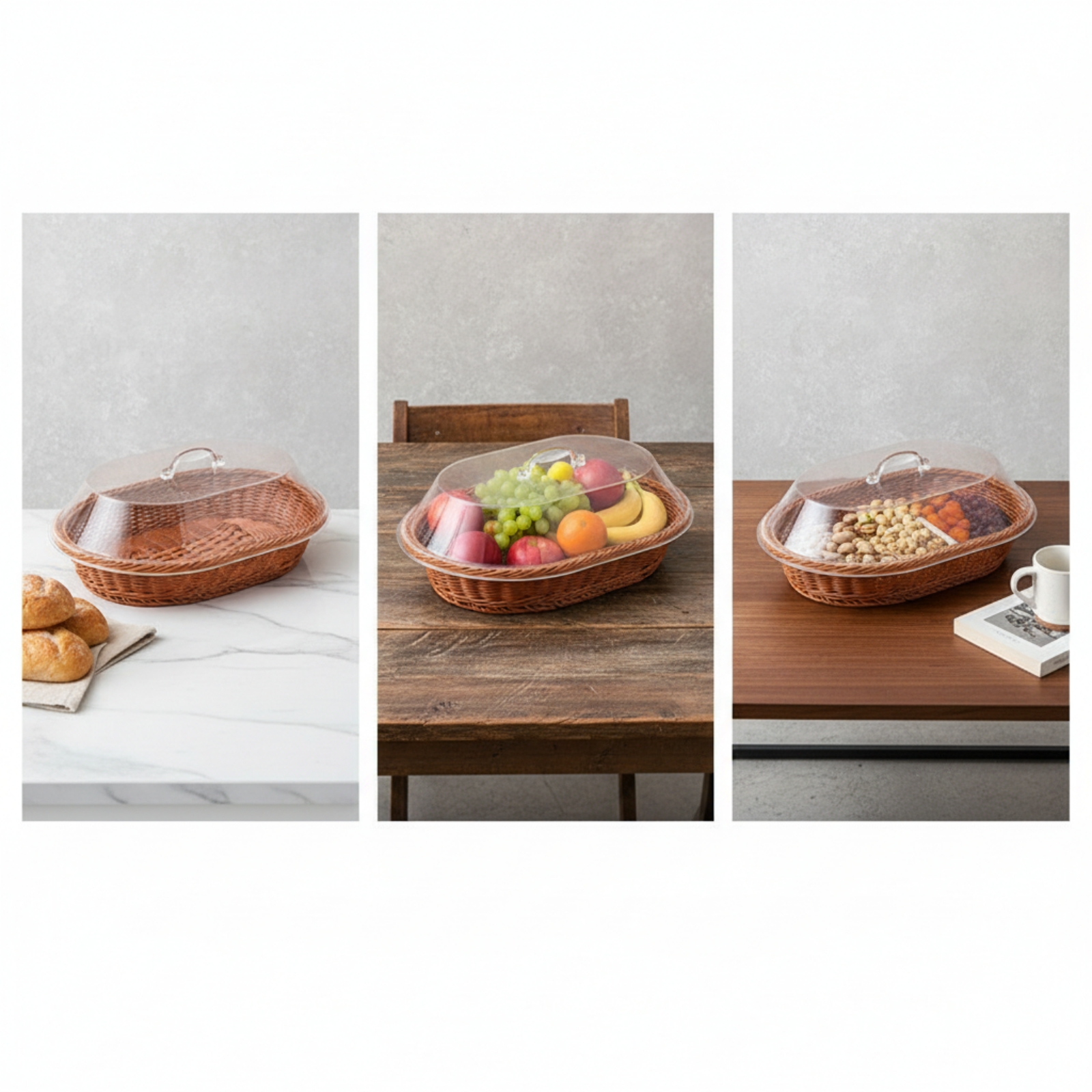 Kitchen Baking Set - 아크릴 덮개가 있는 낮은 높이의 라탄
