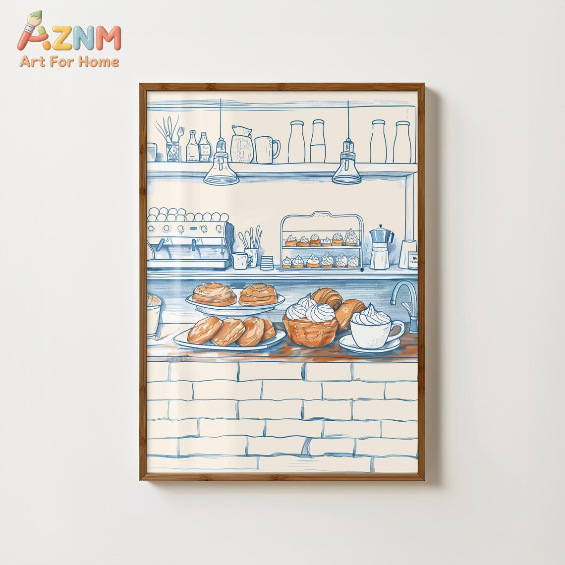 Kitchen Bakery - AZNM 프레임 없는 캔버스 인쇄 블루