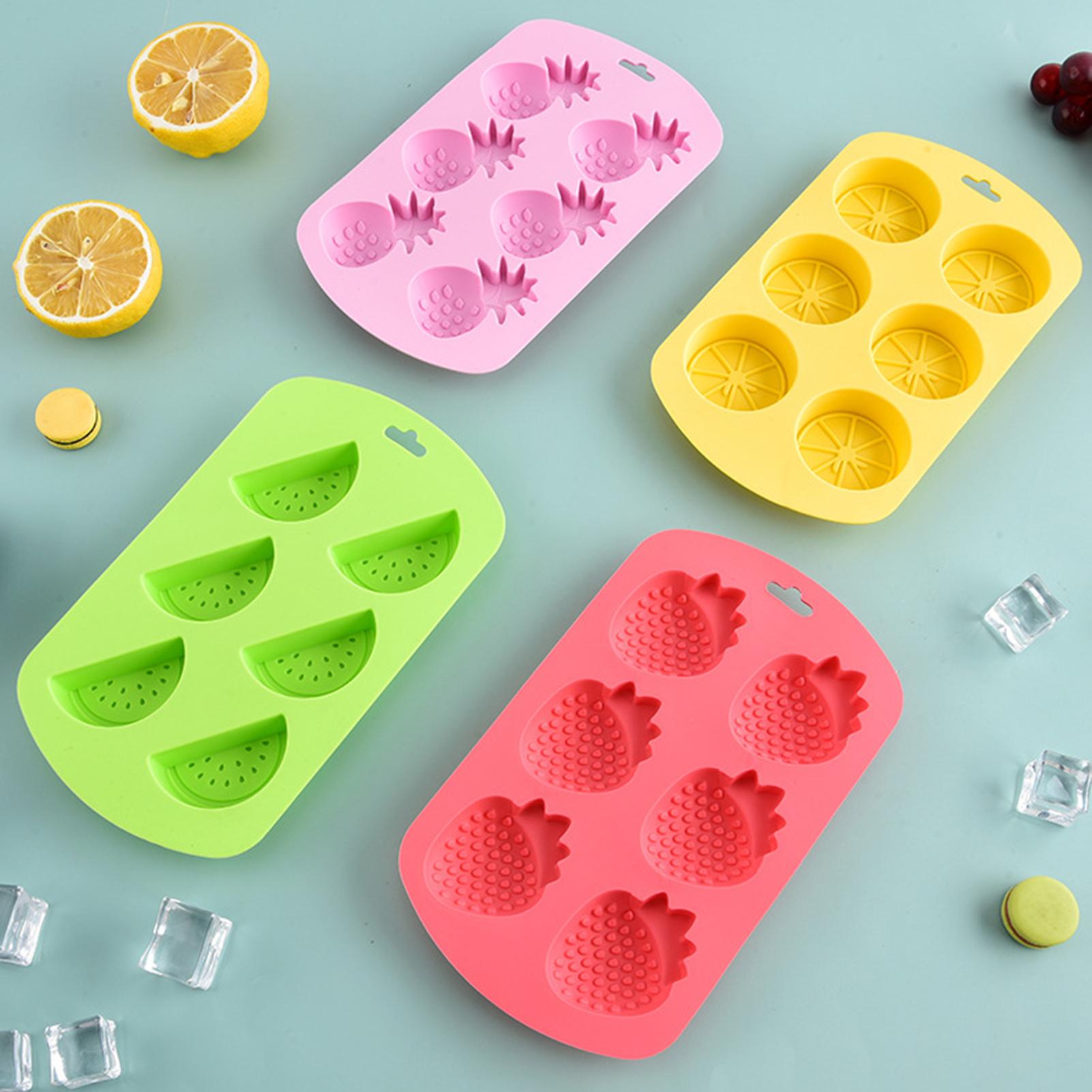 Kitchen Baking Supplies - 6구 과일 모양 실리콘 캔디 몰드