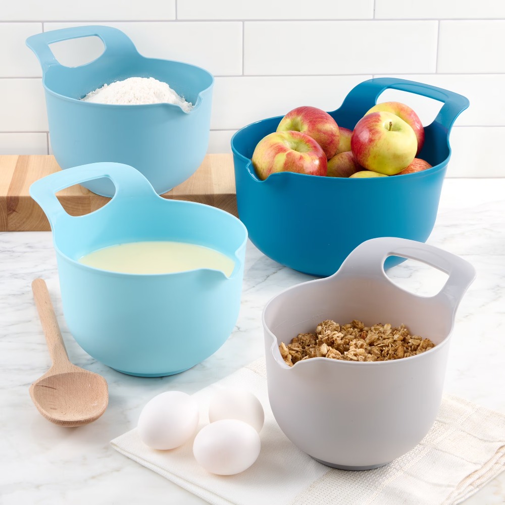 Kitchen Baking Set - 플라스틱 믹싱볼 4종 세트 (주둥이와 손잡이