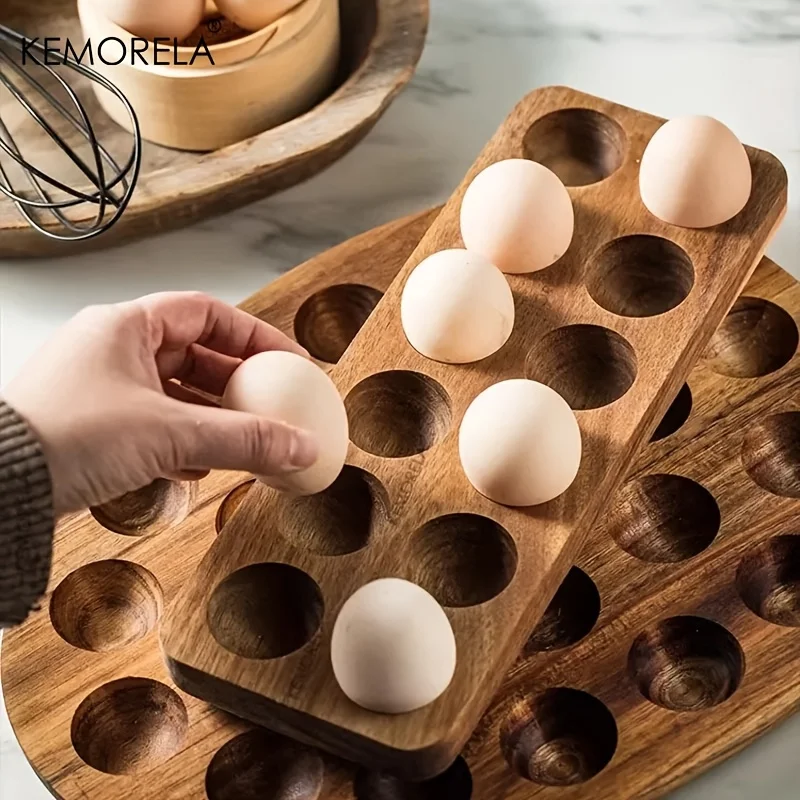 Kitchen Baking Tray Organiser - KEMORELA 1PCS 현대 나무 계란 보관