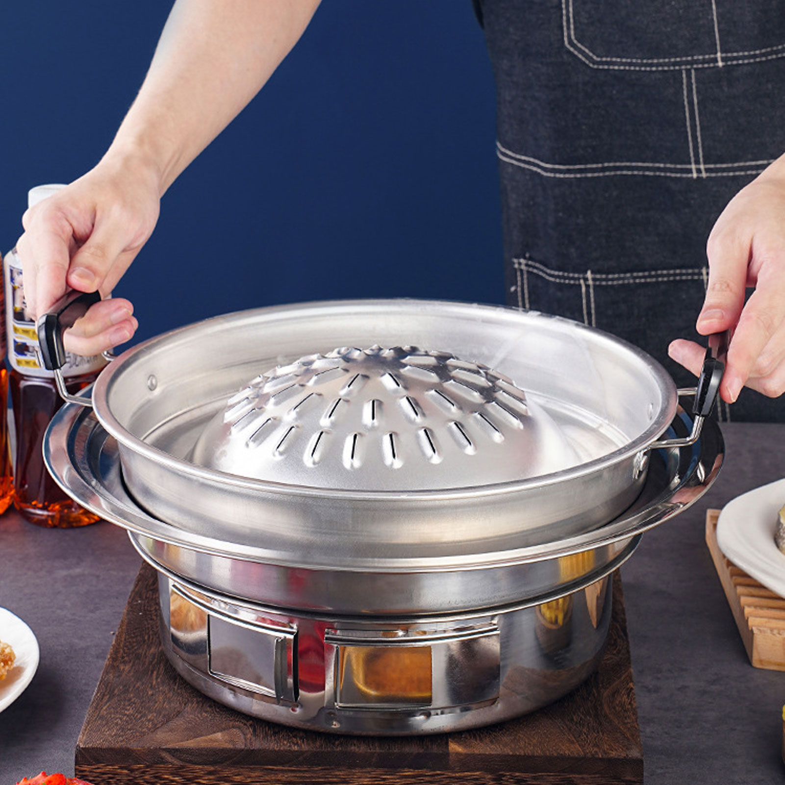 태국 바베큐 그릴 팬 태국 BBQ 그릴 팬 2 in 1 - Kitchen Baking Tray Organiser 리뷰 및 가격