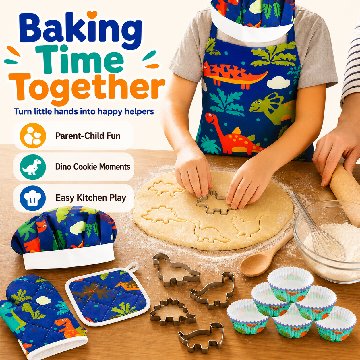 공룡 어린이 베이킹 세트 셰프 앞치마 모자 장갑 요리  - Kitchen Kids Baking Set 리뷰 및 가격