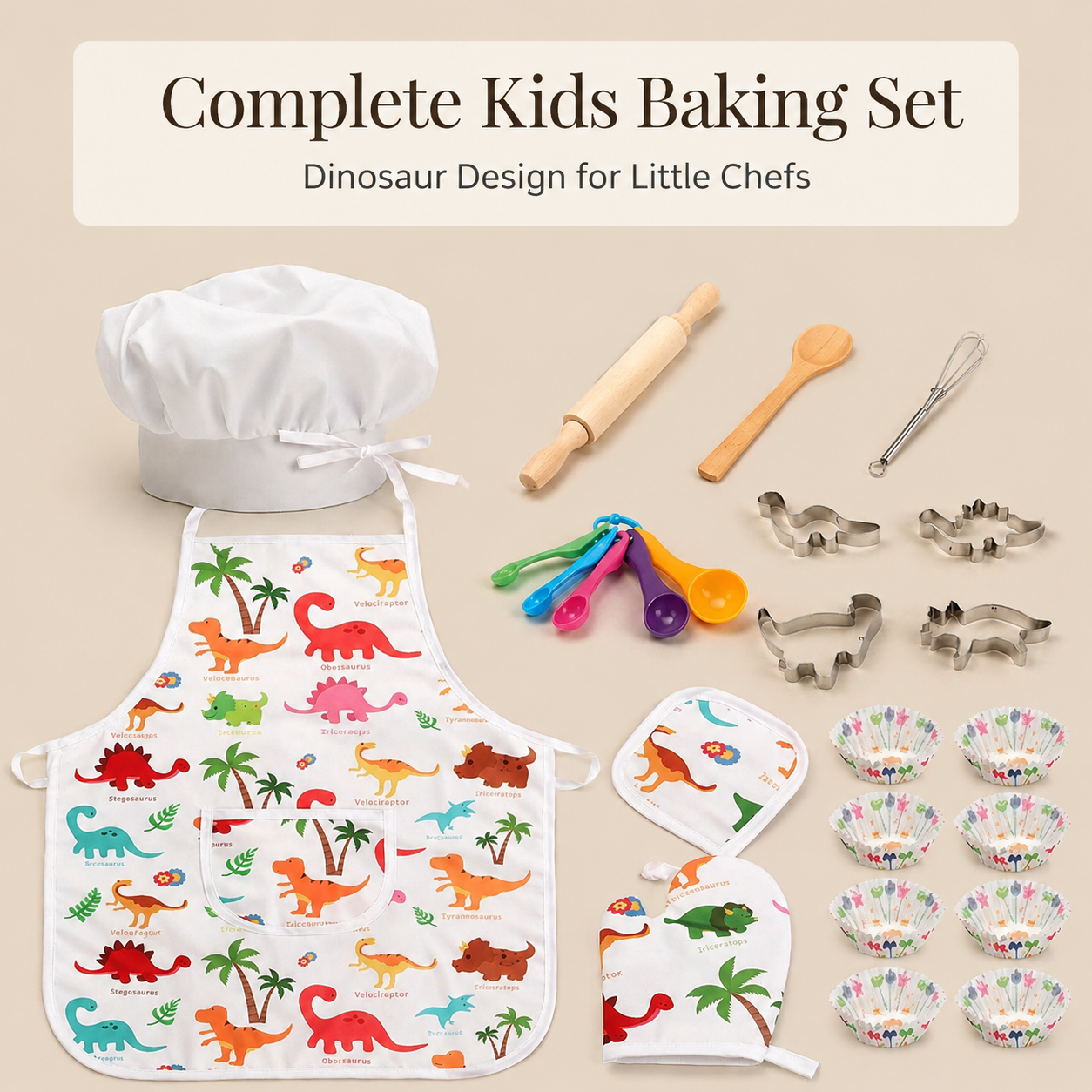 공룡 어린이 베이킹 세트 셰프 앞치마 모자 장갑 요리  - Kitchen Kids Baking Set 리뷰 및 가격