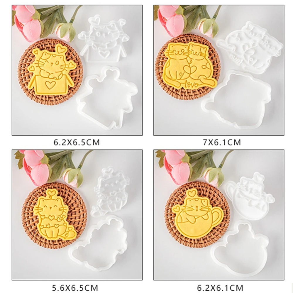발렌타인 데이 쿠키 커터 귀여운 고양이 쿠키 몰드 3D - Baking Kitchen Diy 리뷰 및 가격