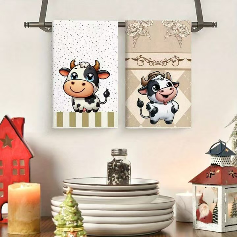 2개, 귀여운 소 모양 주방 타월, 40cm*60cm  - Kitchen Baking Cloth 리뷰 및 가격