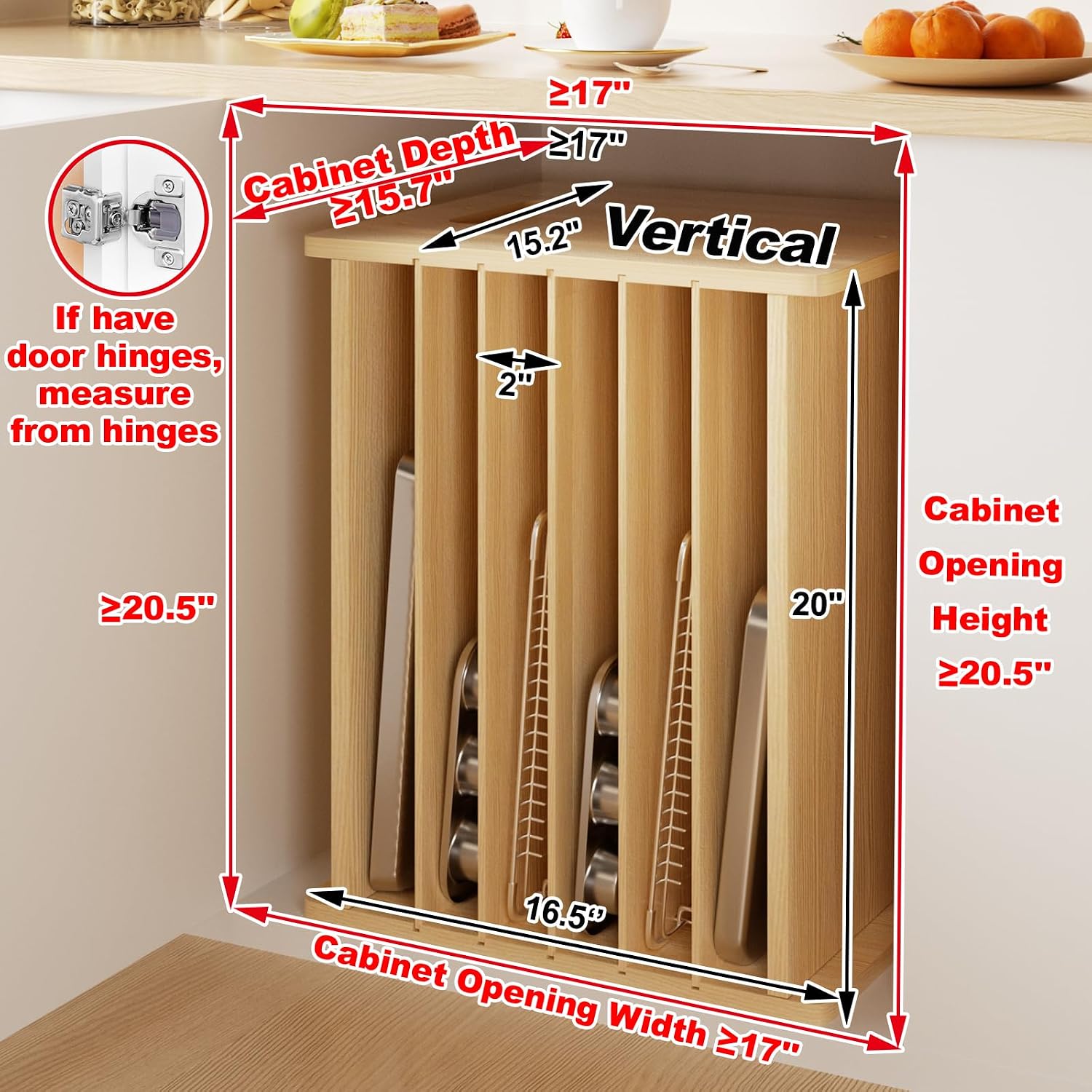 나무 베이킹 트레이 디바이더 정리함, 수직 쿠키 시트, - Kitchen Cabinet Baking Sheet Organizer 리뷰 및 가격