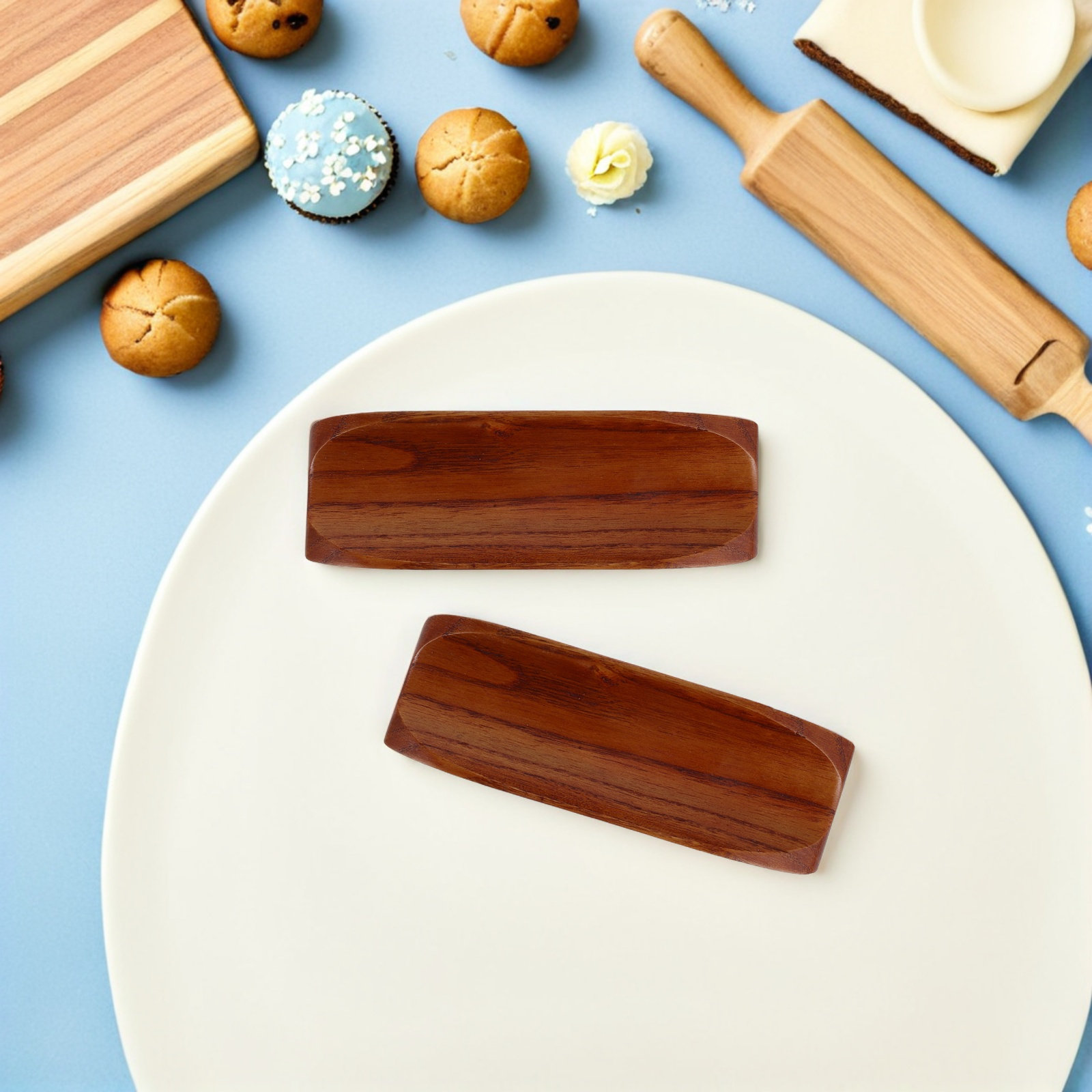 2개의 나무 롤링핀 홀더, 롤링핀을 넘어지게 하지 않는 - Kitchen Baking Station 리뷰 및 가격