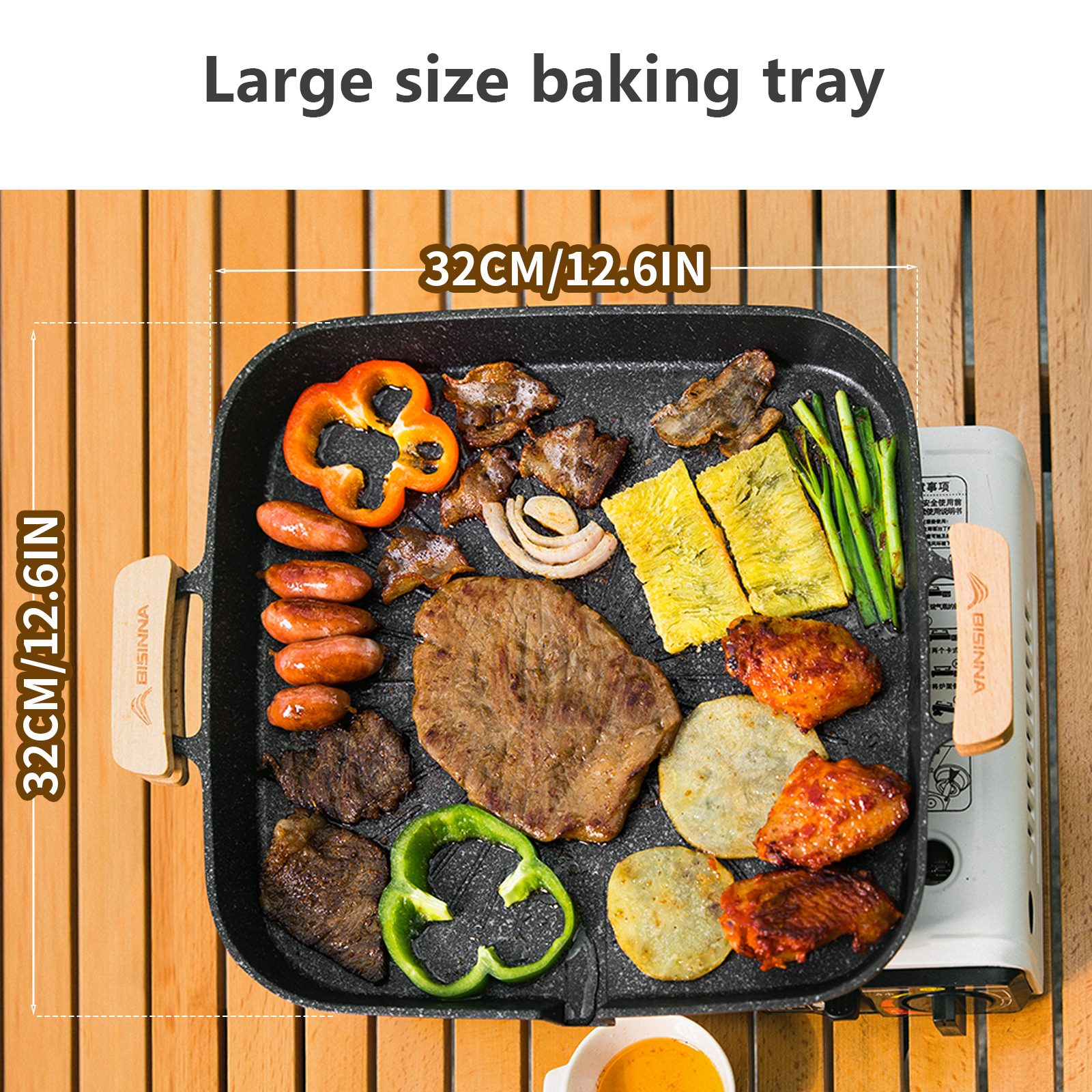BISINNA 스퀘어 바베큐 그릴 팬 비 스틱 스토브  - Kitchen Baking Tray Organiser 리뷰 및 가격