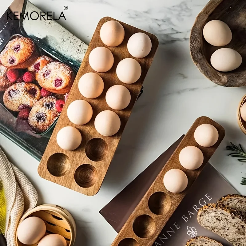 KEMORELA 1PCS 현대 나무 계란 보관 상자-신 - Kitchen Baking Tray Organiser 리뷰 및 가격