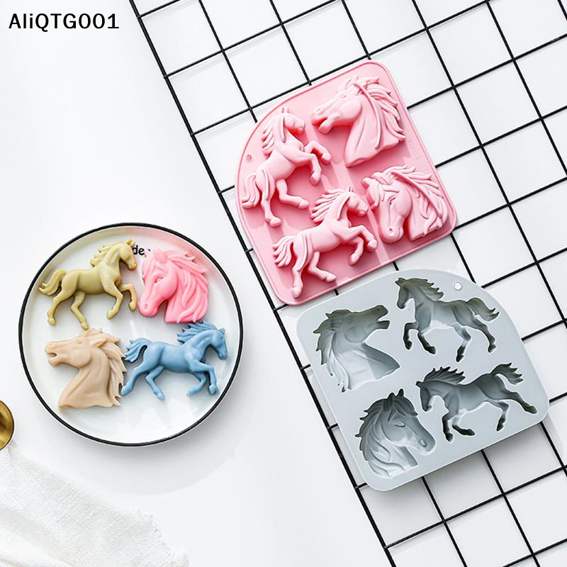 4구 3D 말 모양 실리콘 몰드, 베이킹 파티 초콜릿  - Kitchen Baking Items 리뷰 및 가격