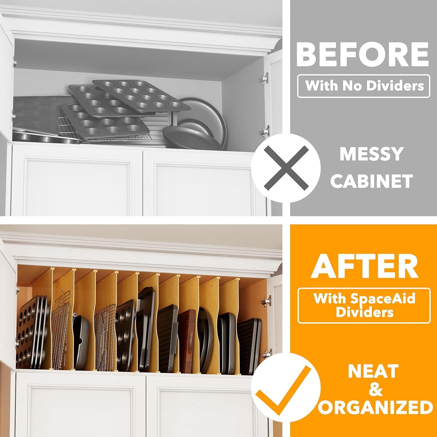 주방 캐비닛용 대나무 트레이 디바이더 10개, 수직 베 - Kitchen Cabinet Baking Sheet Organizer 리뷰 및 가격