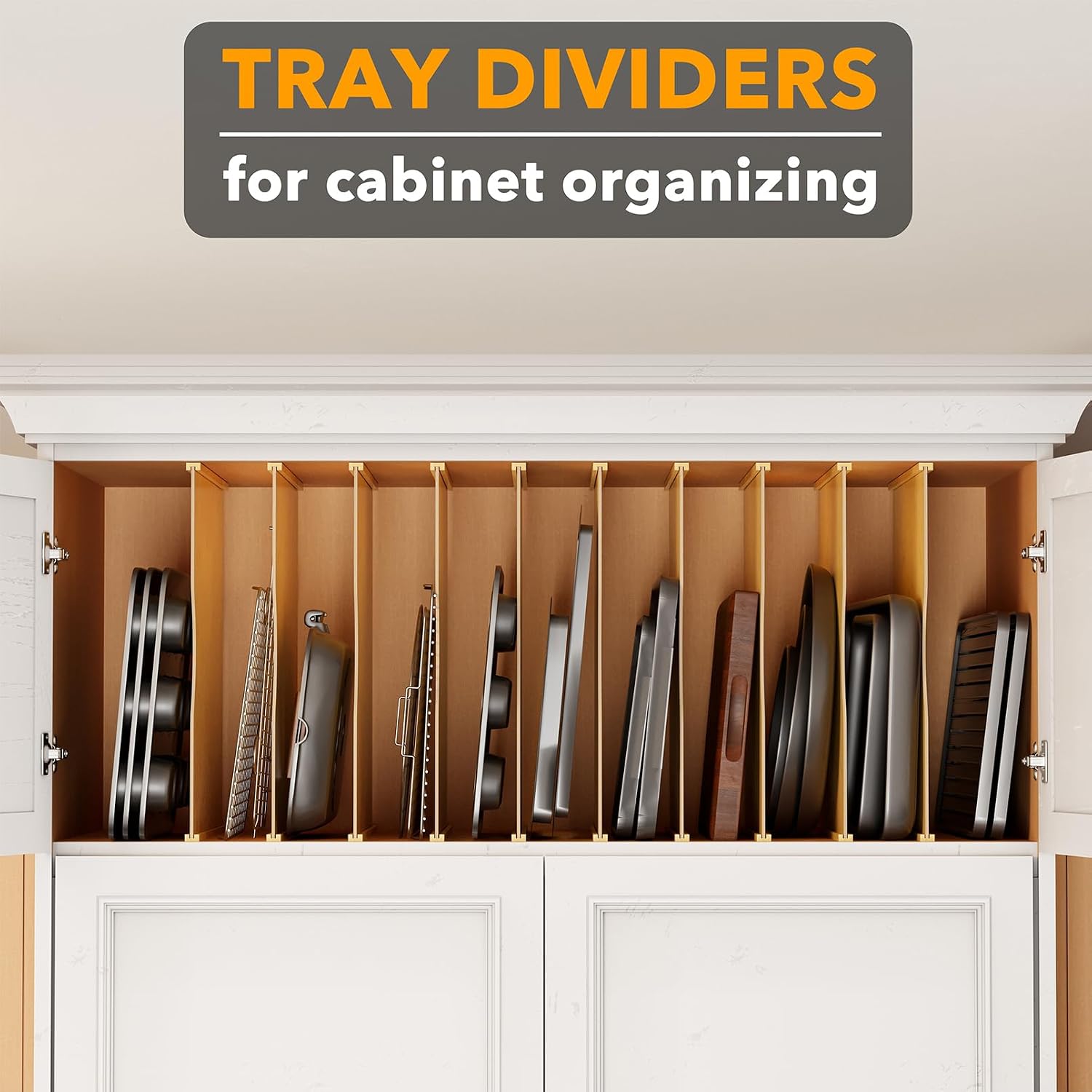 주방 캐비닛용 대나무 트레이 디바이더 10개, 수직 베 - Kitchen Cabinet Baking Sheet Organizer 리뷰 및 가격